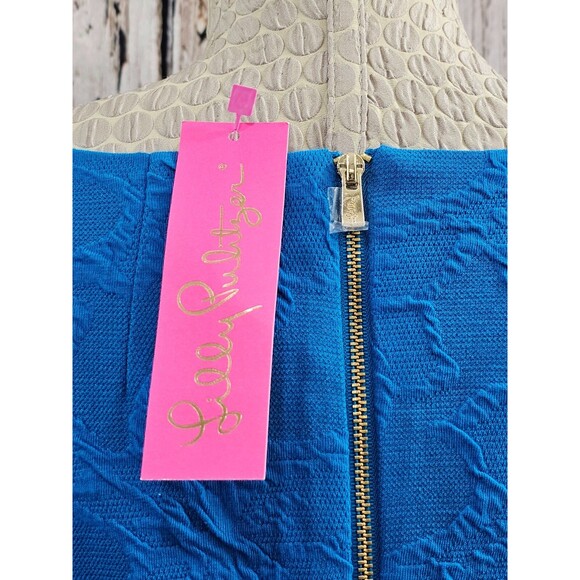 PLK Women's M Lilly Pulitzer Feona Dress Jacquard Puff Sleeve Sheath Back Zip NW - Picture 7 of 11